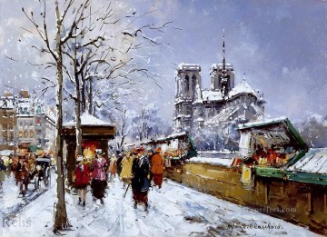 Paris Painting - AB booksellers notre dame winter Paris